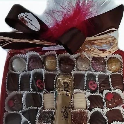 corbeille de chocolats et champagne